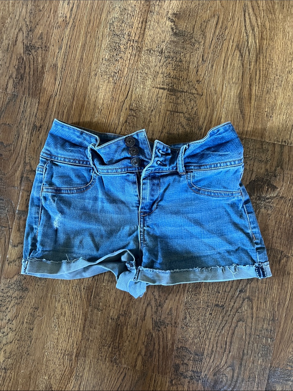 Vanilla Star Distressed Blue Jean Shorts